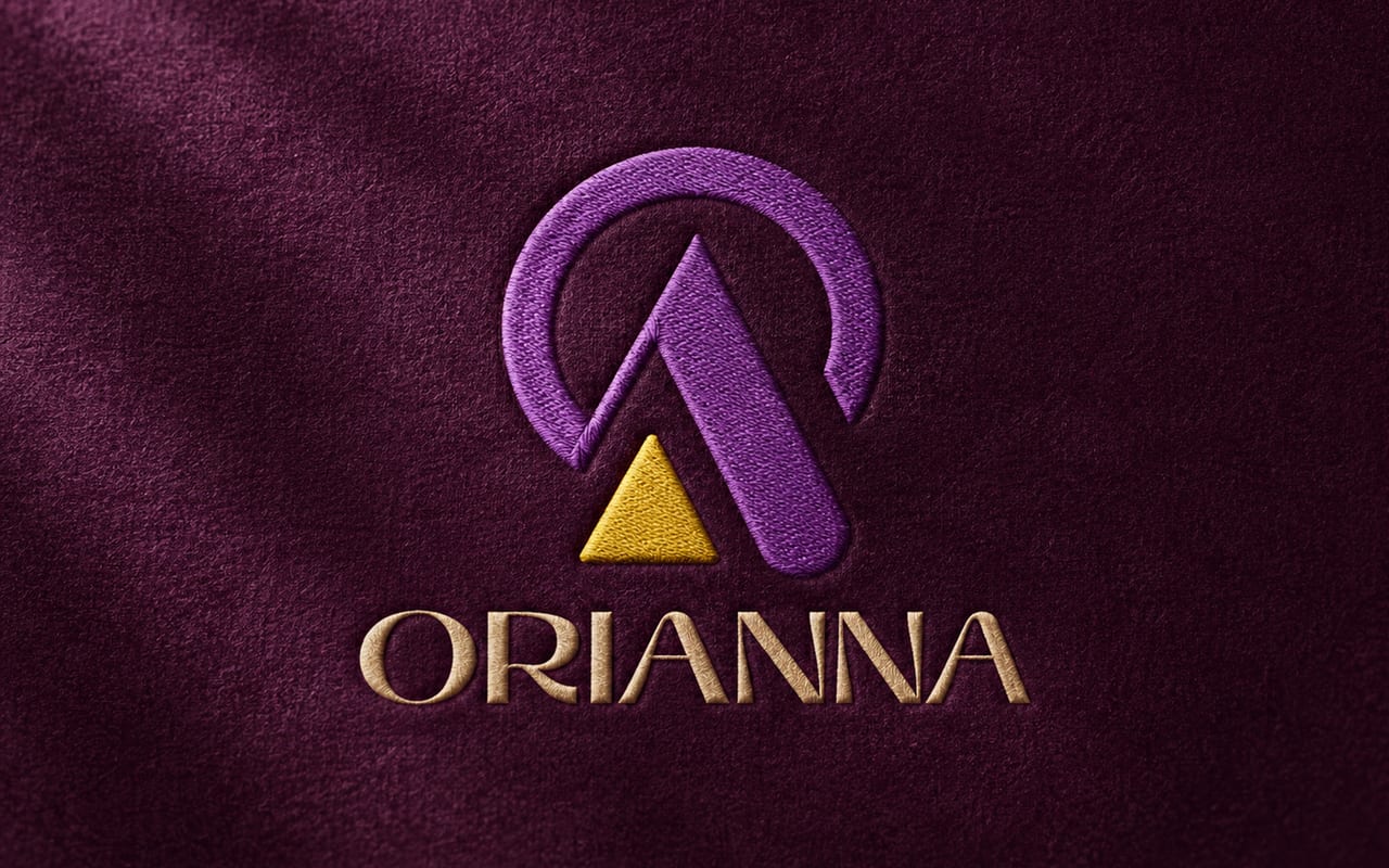 Orianna’s purple and gold emblem embroidered above its gold wordmark